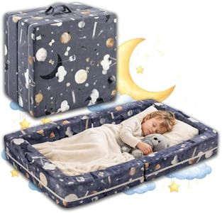 First Comfort Portable Toddler Bed — Foldable Toddler Travel Bed & Folding Floor Bed for Kids/Toddlers 1-5, High-Density Foam, Safety Rails, Washable Cover, No Assembly