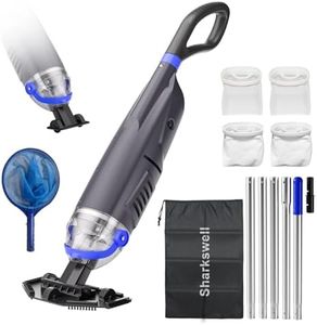 Sharkswell Poolsauger Akku, Absaugung bis zu 6000L/H, 2026 Upgraded Poolsauger Bodensauger mit 300cm Teleskopstangen, 2 Saugköpfe & 4 Filter und Pool Kescher Betriebsdauer bis zu 60 Minuten (Grau)