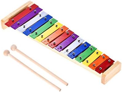 Btuty Xilófono Glockenspiel Colorido Madera y Aluminio Instrumento Musical de Percusión Educativo 15 Tonos con 2 Mazos