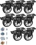 Casters, 4" Caster Wheels，Casters Set of 8 Heavy Duty - ASRINIEY Black Polyurethane Castors, Top Plate Swivel Wheels, 8-Pack Industrial Casters with Brake, Locking Casters for Furniture and Workbench