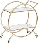 Cooper & Co. Homewares Remy Steel Bar Cart with Glass Rack, Gold