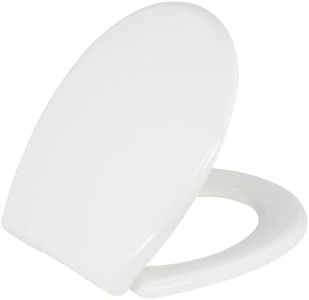 Soft Close Toilet Seat Round with Lid BR500-00 White, Comfortable, Durable, Sturdy, Stain-Resistant and Easy to Clean, Fits All Toilet Brands, Executive Series by Bath Royale