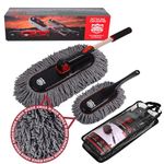 RIDE KINGS Car Duster Set, Car Duster Exterior Extendable Handle, Scratch Remover Large and Small Car Brushes Remove Dust Exterior Interior of Cars and Trucks,Microfiber Car Interior Brush, 2-Packs