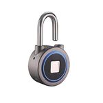 Boutique Fingerprint Padlock- Bluetooth Lock Mobile APP, Smart Padlock with Keyless Biometric, Water Resistant, Suitable for Gym, Sports, Bike, School, Fence and Storage(Grey)