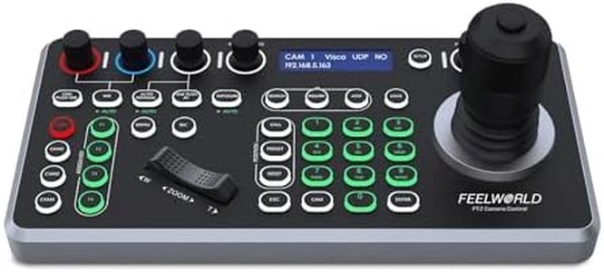 FEELWORLD KBC20N NDI PTZ Camera Joystick Controller, LCD Screen 4D Joystick Control Keyboard Support NDI PoE VISCA Pelco-D/P RS422 RS485 RS232 RJ45 For Church Live, Events, Live Streaming
