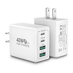 [2 Pack] USB C Wall Charger, 40W 4-