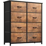 YITAHOME Chest of Drawer with 8 Drawers for Bedroom Fabric Dresser Storage Drawers With Handles Metal Frame for Living Room, Hallway, Nursery, Rustic Brown