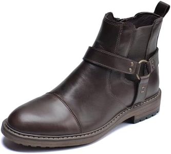 Arkbird Chelsea Ankle Boots, Leather Lined Oxfords for Men with Zipper Coffee 9