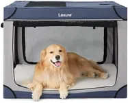 Lesure Soft Collapsible Dog Crate - 42 Inch Portable Travel Dog Crate for Extra Large Dogs Indoor & Outdoor, 4-Door Foldable Pet Kennel with Durable Mesh Windows (Blue)