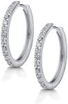 Amberta Women's 925 Sterling Silver Cubic Zirconia Small Hoop Earrings: 20.3 mm Silver