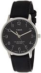 Timex Men's Waterbury 40mm Watch - Stainless Steel Case with Black Dial and Black Leather Strap TW2V01500