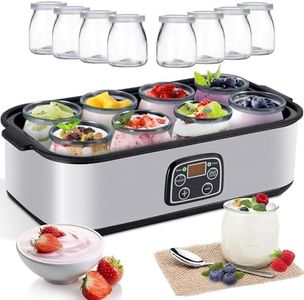 Yogurt Maker Automatic Digital Yoghurt Maker Machine with 8 Glass Jars 48 Ozs (6Oz Each Jar) LCD Display with Constant Temperature Control Stainless Steel Design for Home Use