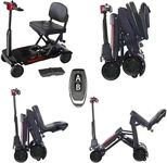 Automatic Folding Mobility Scooter, 26 KG Lightweight, Auto Folding Travel Scooter, Mobility Chair, Magnetic Brakes, Aluminium Frame, 180W Brushless Motor, Arm Rest, 20 KM Removable Battery, Remote