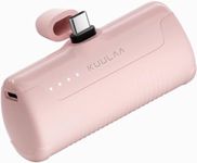 Kuulaa Portable Charger USB C Power Bank 4500mAh Small Portable Phone Charger Android Compact Plug in Battery Pack Portable Compatible with iPhone 15, Samsung Galaxy, Moto, LG, Pixel Pink