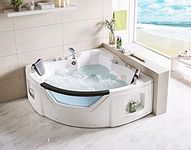 DECORAPORT 61 Inch 2 Person Air Bubble Infusion Whirlpool Bathtub with Control Panel,Air Jets with Light, USB for Speaker (D-DK-Q411)