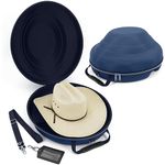 CASEMATIX Cowboy Hat Box and Portable Cowboy Hat Storage for Brims Up To 4.75" - Hard Shell Cowboy Hat Case with Carry Strap, ID Slot and Foam Insert for Dipping Brims, Blue