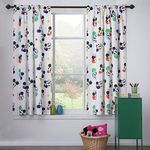 Disney Home Mickey Mouse Unlined Pencil Pleat Curtain Set,100% Cotton,Easy Care,Blackout,165x182cm (65"x72" inches)