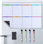 POPRUN Magnetic Weekly Planner Whiteboard Calendar for Fridge, Dry Erase Family Weekly Planning Board for Menu, Memo, A3 Meal Planner Board, Reusable Fridge Calendar Monday to Sunday, 43 x 28 cm