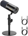 TONOR Dynamic Microphone, USB/XLR PC Computer Gaming Mic with Desktop Stand for Podcast Recording, Live Streaming, YouTube, Singing, Studio Microfono for Qick Mute Button with Headphones Jack, TD520