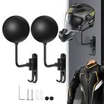 Motorcycle Helmet Rack Wall Mount 180 Degree Rotation Metal Bike Helmet Holder Mount Bicycle Helmet Display Hanger Stand with 2 Hooks Motorcycle Accessories for Baseball Rugby Helmet - Black, 2 Pcs