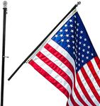 Flag Pole Tangle Free Spinning 6 Ft Flagpole by Grace Alley - Wind Resistant and Rust Proof Black Aluminum for American Flags - Residential and Commercial Grade Durability for Home and Garden and Yard