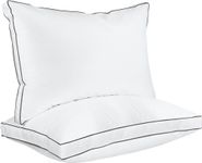 Utopia Bedding Bed Pillows for Sleeping Queen Size 2 Pack (Grey Hem), Hotel Quality Cooling Gusseted Pillow for Side, Back and Stomach Sleepers