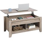 Yaheetech Lift Top Coffee Table with Hidden Storage Compartment & Lower Shelf, Dining Center Table for Living Room Reception Room, 41in L, Gray