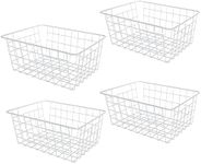 4 Pack Deep Freezer Organizer Bins Stackable Wire Basket for Organizing Metal Wire Storage Baskets for Pantry, Freezer baskets for Chest Freezer, Upright Freezer