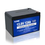 DC HOUSE 12V 12Ah LiFePO4 Lithium Battery, Built-in 15A BMS,3000+ Deep Cycle Rechargeable Battery for Solar Power, UPS, Lighting, Scooters, Power Wheels, Fish Finder, Outdoor Camping etc