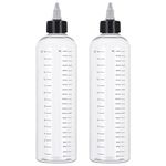 sdoot Applicator Bottle for Hair, Plastic Hair Dye Bottle Applicator 2 Packs, Hair Applicator Bottle with Scale, 16.9oz Oil Bottles For Hair with Twist Top Cap, Clear