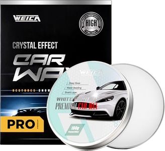WEICA Car Wax White Solid for White Cars, Carnauba Car Wax Kit Cleaner, Car Waxing Scratch Resistance Auto Ceramics Coating 180g with Free Waxing Sponge and Towel-White