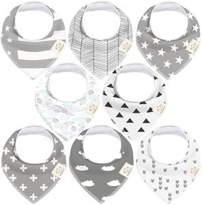 KeaBabies 8-Pack Organic Baby Bandana Bibs for Boys - Super Absorbent Baby Dribble Bibs for Drooling and Teething Infant, 100% Cotton Extra Soft for Newborn, Infant 0-36 Months (Grayscape)