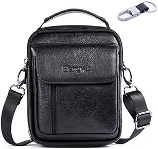 Hwin Holster Case with Belt Loop Leather Men Small Crossbody Travel Shoulder Bag Belt Pouch Waist Bag Fanny Messager Pack Handbag Purse iPhone 6s/7/8 Plus Briefcase Business Work Bags+Hwin Keychain