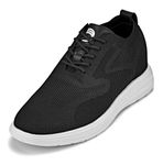 CALTO Men's Invisible Height Increasing Elevator Shoes - Black/White Sole Ultra Light-Weight Lace-up Knitted Sporty Walker - 2.8 Inches Taller - X2632 - Size 8 D(M) US