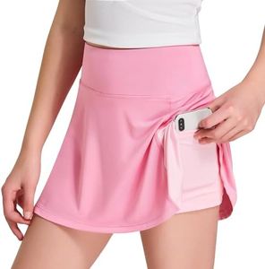FitsT4 Sports Girl's Golf Skirt Adjustable Waist Active Tennis Skort UPF50+ Pink