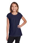 French Toast Big Girls' Short Sleeve Crew Neck T-Shirt, Navy, 14/16