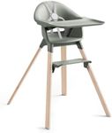 Stokke Clikk High Chair - Portable Baby Highchair with Tray, Footrest & Harness - Easy Tool-Free Assembly for Home & Travel, 6 Months to 3 Years, Glacier Green