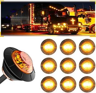 BJZ 3/4'' LED Trailer Marker Clearance Lights Amber Round 12V LED Side Marker Front Rear Stop Turn Signal Tail Indicator Light Waterproof for Trailer Truck ATV UTV RV Van Pickup, 10Pcs w/Amber Lens
