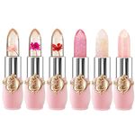 6 Pcs/Set Flower Jelly Lipstick Set Temperature Change Moisturizer Long Lasting Nutritious Balm Magic Color Change Lip Gloss (Color Changing Lipstick Set B)