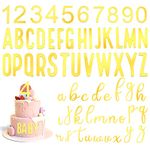 126Pcs Cake Letters, Acrylic Letters for Cake Custom Cake Topper Personalized Name Cupcake Toppers with A-Z Letters 0-9 Numbers Decoration for Cake Decoration (Gold)