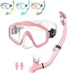 HiiPeak Kids Snorkel Set, Dry Top Snorkel Mask Snorkelling Package, Snorkelling Diving Mask with Breathing Tube Panoramic View Tempered Glass Anti-Fog, Children Swimming Goggles,Snorkeling Gear