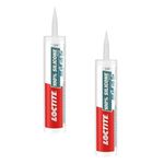 Loctite 100% silicone sealant, Waterproof, No shrinkage, Dries in 10mins, Ideal for kitchen, bathroom, HVAC applications, Sealant for glass, ceramics, aluminum, steel, Transparent, 260ml x pack of 2
