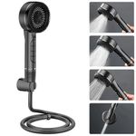 ALTON SHR22415, ABS, 4-Function Hand Shower with Removable Soft Silicone Brush and 1.5 Mtr Hose Pipe and Wall Hook, Black