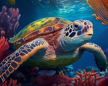 Paint by Numbers for Adults and Kids Underwater Wild Turtle Ocean DIY Paint by Number Oil Paintings Arts and Crafts Paint by Numbers Kits Acrylic Painting 16 x 20 Inch