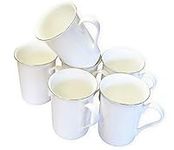 Set of 6 Fine Bone China Mugs with Gold Rim Gift Boxed Glossy White Cups