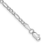 14ct 2.5mm White Gold Hollow Polished Lightweight Lobster Claw Closure Figaro Chain Bracelet Jewelry for Women - 18 Centimeters