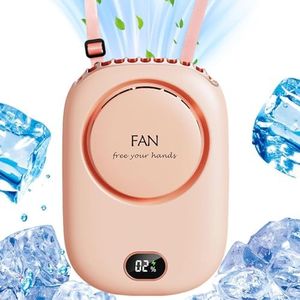 Yakiter Portable Neck Fan, Mini Hanging USB Rechargeable Neck Fan, 3 Speeds Clip on Waist Fan, Handheld Desktop Fan for Women Men Kids Girls Outdoor Travel Home Office(Pink)