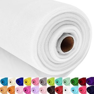 White Tulle Fabric Roll Spool Bolt (54 Inch by 40 Yards) Large Tulle Wedding Party Decoration, Tutu Skirt, Table Runner, Gift Wrapping, Bridal Shower, Soft & Drape (White)