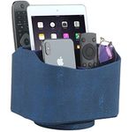 HofferRuffer Spinning Remote Control Holder, Remote Caddy, 360 Degrees Rotatable Remote Control Organizer, Desktop Organizer Caddy Holder, PU Faux Leather (Blue Shagreen)
