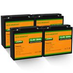 ECO-WORTHY 12V 30Ah 4 Pack (Pack in Series to 48V 30Ah) LiFePO4 Lithium Battery, 1536Wh Energy, Perfect Replacement of 35AH SLA/Gel/Lead Acid AGM Battery, RV, Marine, Solar Off-Grid System, Household